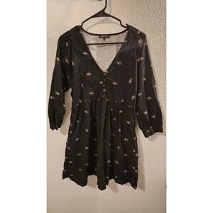 Madewell Dark Mini Dress with Floral Accents